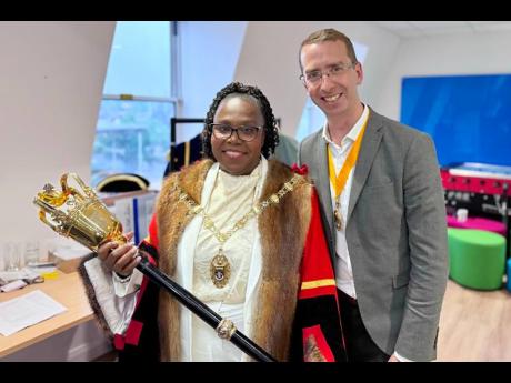 Councillor Dawn Allen-Williamson pictured with Watford Mayor Peter Taylor at her swearing-in ceremony as chairwoman for Watford Borough Council last May.