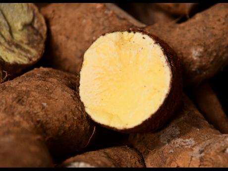 Yams on display.
