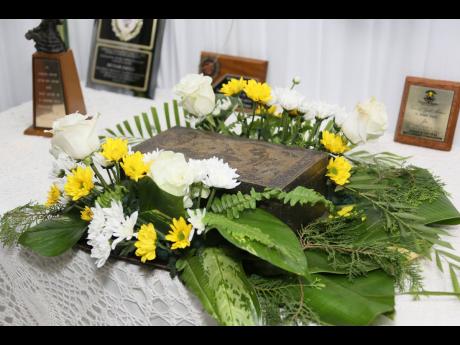 The urn containing the ashes of the late stage and television actor, Munair Zacca.