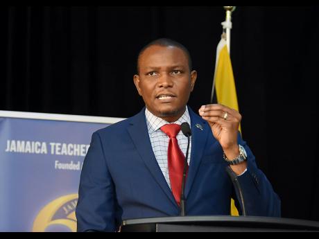 Dr. Mark Smith, president, Jamaica Teachers’ Association, addressing the  Jamaica Teachers’ Association Education  Conference on day one at Ocean Coral Spring in Trelawny on Tuesday,  April 22