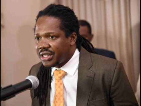 Credit: Antoine Lodge/Photographer Damion Crawford, opposition spokesperson on education and training, addressing yesterday’s press conference.