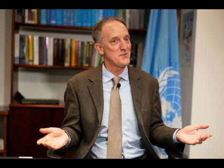 UN High Commissioner for Human Rights in Colombia Scott Campbell gives an interview in Bogota, Colombia, on Tuesday.