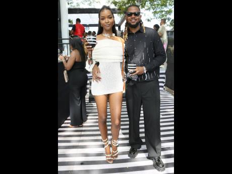 Bringing black and white looks to the Sunrise runway are social media influencer and host, Jhaedee ‘Jaii Frais’ Richards and his girlfriend, Miss Universe Jamaica 2020 Miqueal-Symone Williams.