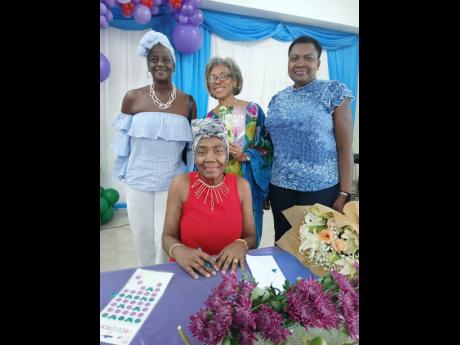 From left: Dr Carmeneta Jones, Dr Caroline Dyche, Dr Vivette Milson-Whyte, some of Dr Monica E. Taylor’s former University of the West Indies co-workers from the Department of Language, Linguistics and Philosophy in the Faculty of Humanities and Educatio