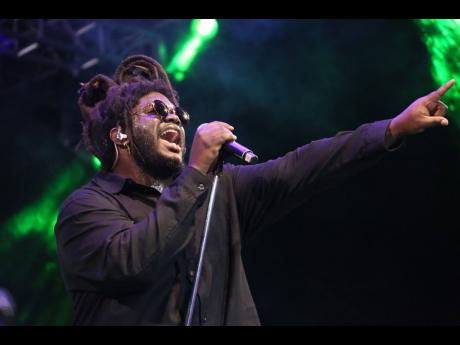Rastafarian reggae singer, Mortimer, performing at the Romain Virgo & Friends concert on Mother's Day.
