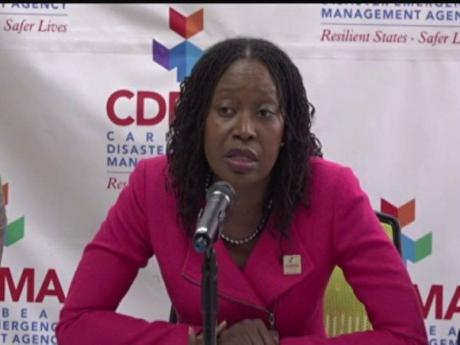 CDEMA executive director, Elizabeth Riley, speaking to reporters on Wednesday.