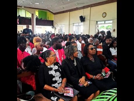 Credit: Photo by Ruddy Mathison Mourners, including government ministers, seen at Kelsey Ferrigon’s funeral yesterday.