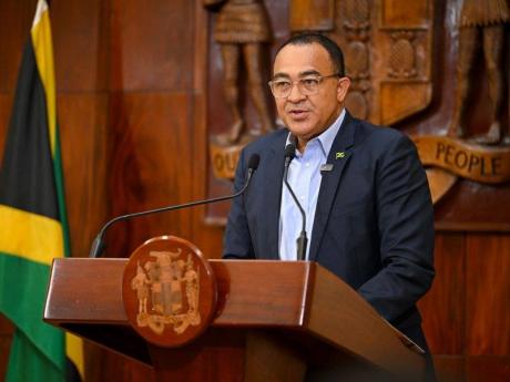 Minister of Health and Wellness, Dr Christopher Tufton, addresses Wednesday’s post-Cabinet press briefing at Jamaica House.