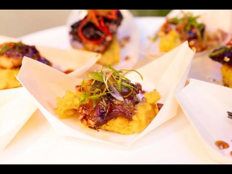 Here is a closer look at the delightful Japanese barbecued lemon ginger pork belly with pecan sweet potato soufflé.