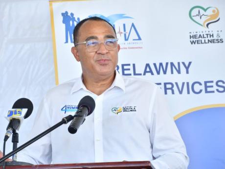 Minister of Health and Wellness, Dr Christopher Tufton, addressing a press briefing during a visit to the Falmouth Health Centre in Trelawny on June 13. 