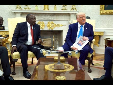 President Donald Trump meets with South Africa’s President Cyril Ramaphosa in the Oval Office of the White House, in Washington DC.
