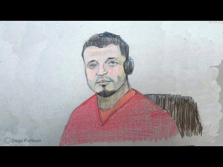This courtroom sketch depicts Kilmar Abrego Garcia sitting in court during his detention hearing on Wednesday, June 25 in Nashville, Tennessee.