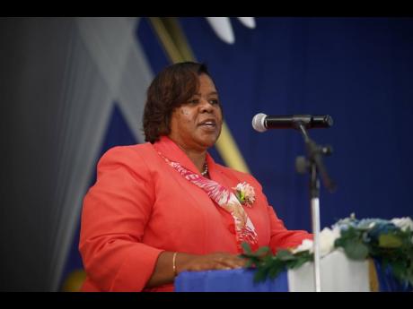 Credit: Dario Shields Dr Michelle Walden-Pinnock, delivering the keynote addressing at the Greater Destiny Preparatory Kindergarten School Leaving Exercise on July 3