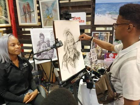 Artist Richard Smith doing what he does best, live portraiture. 