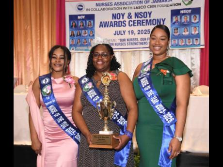 Machel Edwards Lewis (left), first runner-up for Nurse of the Year; with 2025 Nurse of the Year Fione Collins (centre); and Antoinette Bent, second runner-up.