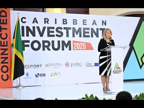 Dr Erja Askola, European Ambassador to Jamaica speaking at the Caribbean Investment Forum. 