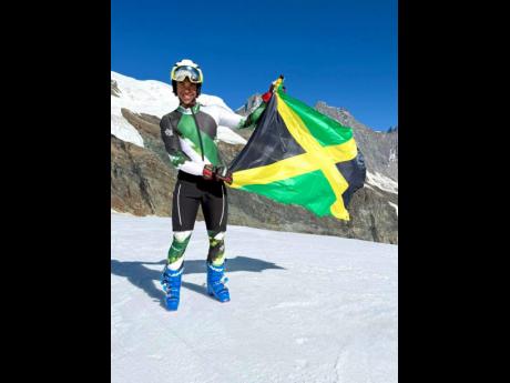 Contributed Photos
Julien Turone waves his Jamaican flag after a ski session.