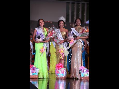 Credit: Nathaniel Stewart Miss Universe Jamaica 2025 Dr Gabrielle Henry is flanked by second runner-up Matea Smith (left) and Troy-Ann Anderson, first runner-up.