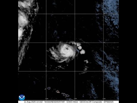 This image provided by the National Oceanic and Atmospheric Administration (NOAA) shows Hurricane Henriette on Monday, Aug. 11, 2025. (NOAA via AP)