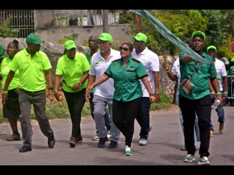 Krystal Lee with her supporters on nomination day. 