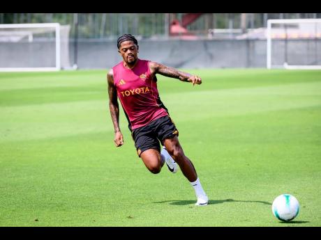 Leon Bailey in his first training session with AS Roma yesterday.