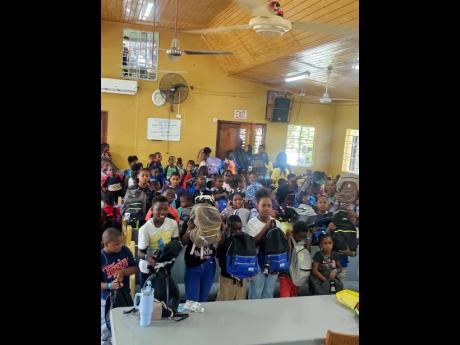  A section of the group of almost 300 students who received backpacks.