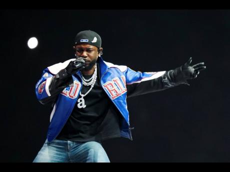  Kendrick Lamar performs during halftime of the NFL Super Bowl 59 football game between the Kansas City Chiefs and the Philadelphia Eagles on February 9, in New Orleans. 