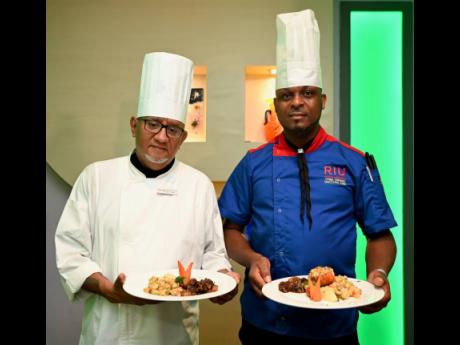 Edgar Galan (left), executive chef, RIU Palace Tropical Bay and Oneil Vernon, executive chef, RIU Palace Aquarelle.
