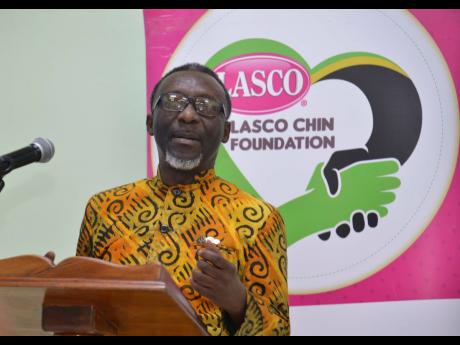 Owen ‘Blakka’ Ellis makes a valid point during the keynote address at Lasco Chin Foundation’s press conference at Lasco’s headquarters last Monday.