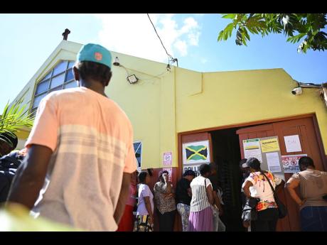 Jamaicans line up to vote in Lakes Pen, St Catherine, during election day, September 3, 2025.