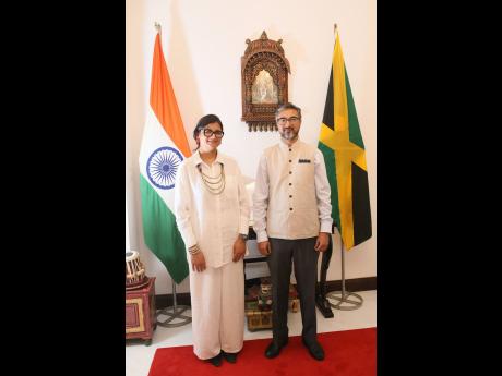 The High Commissioner of the Republic of India to Jamaica, Mayank Joshi and his wife, Isha Joshi.