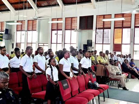 Students from the Caribbean Christian Centre for the Deaf, Anchovy High, and Mt Alvernia High Schools, participate in a church service at the Calvary Baptist Church in Montego Bay, St James, on Sunday, September 21.