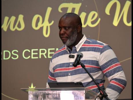 Credit: contributed Julian Robinson, Calabar High School coach, gives they keynote address during the Jill Stewart MoBay City Run, Champions of the West inaugural Awards ceremony at Montego Bay Convention Centre on Tuesday, October 14, 2025