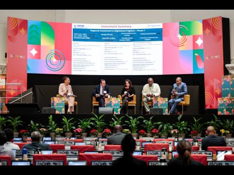 Panellists, including Floyd Green (right), minister of agriculture, fisheries and mining, at the Hand-in-Hand Initiative Investment Forum 2025 at FAO headquarters in Rome, Italy last week. 