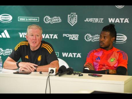 Reggae Boyz coach Steve McClaren (left) and captain and goalkeeper Andre Blake.