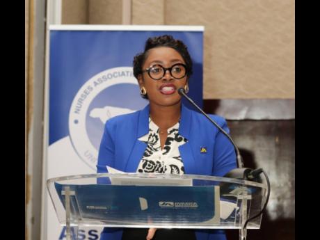 Credit: Rashell McLeary of JN Bank’s Public Sector Engagement Unit speaking at the Nurses Association of Jamaica’s 55th Island Conference at the Moon Palace Hotel in Ocho Rios, St Ann, recently.