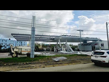 A damaged Rubis service station on Howard Cooke Boulevard in Montego Bay, St James, following Hurricane Melissa. 