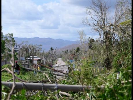 Downed concrete poles in Lacovia, St Elizabeth.