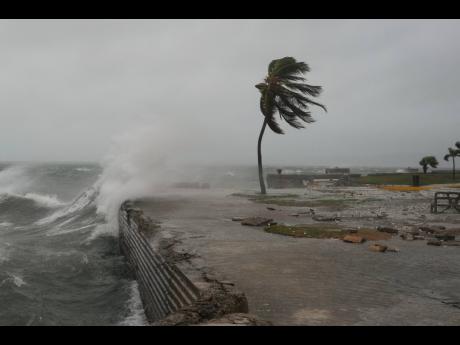 Waves splash in Kingston, as Hurricane Melissa approached on Tuesday, October 28.