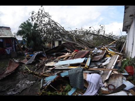 Destroyed buildings in Falmouth after Hurricane Melissa.