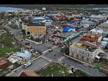 An aerial view of Falmouth, Jamaica, in the aftermath of Hurricane Melissa. 