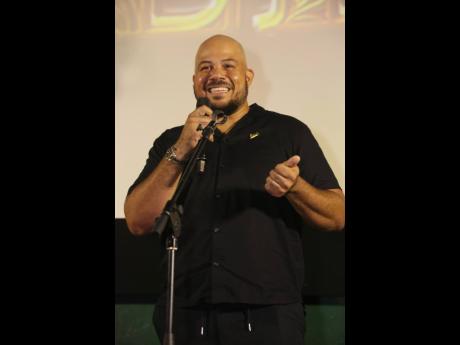 Left: Yard Mas Managing Director Andrew Bellamy speaks at the Yard Mas Costume Presentation for Carnival in Jamaica 2026.