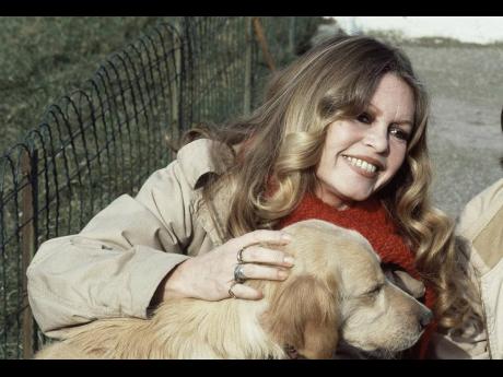 Brigitte Bardot with a dog in the Gennevilliers, Paris, while supporting the French animal protection society operation, February 10, 1982. 