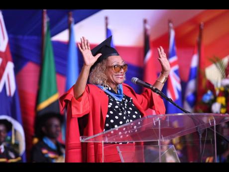 Queen of Reggae Marcia Griffiths was conferred with the honorary Doctor of Letters degree by The University of the West Indies (UWI), Mona, during the institution’s graduation exercise on Saturday at the campus.