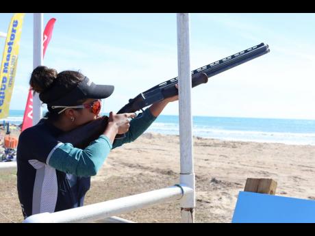 Aliana McMaster, Ladies, A Class, and Juniors winner competes during the Jackson Bay Sporting Clays shoot last Sunday.