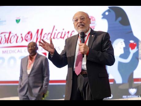 Credit: Contributed Prof. Ernest Madu, founder and chairman, Heart Institute of the Caribbean and Prof Jagat Narula, president of the World Heart Federation (foreground, right).