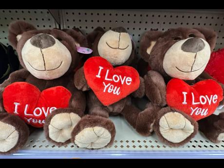 Valentine's Day Plush bears are displayed at a retail store in Lincolnshire, Illinois, on January 28, 2026.