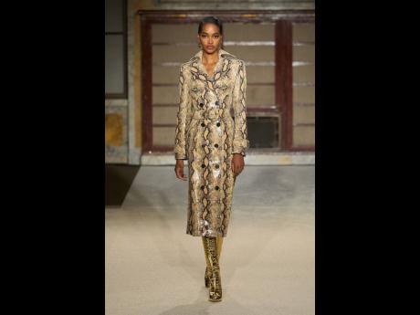 SAINT’s Tami Williams in Look 11 from Sergio Hudson’s 10th anniversary fall 2026 collection show held at the New York Public Library last Friday.