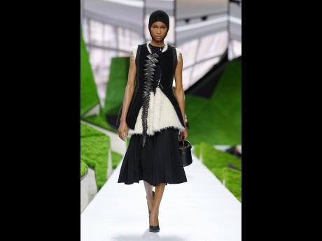 SAINT’s Dru Campbell was Look 47 for Louis Vuitton Creative Director Nicolas Ghesquière’s 50-look fall 2026 collection show that made stylistic references to Nepal, Peru or the Mongolian steppe. It was Campbell’s fifth time walking for the 172-year-