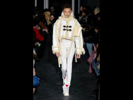 With two turns on the runway for Ottolinger’s fall/winter 2026 collection, Sanique Dill, seen here in Look 25, was part of designers Christa Bösch and Cosima Gadient’s narrative of a more structured approach to the brand’s signature deconstructed ae